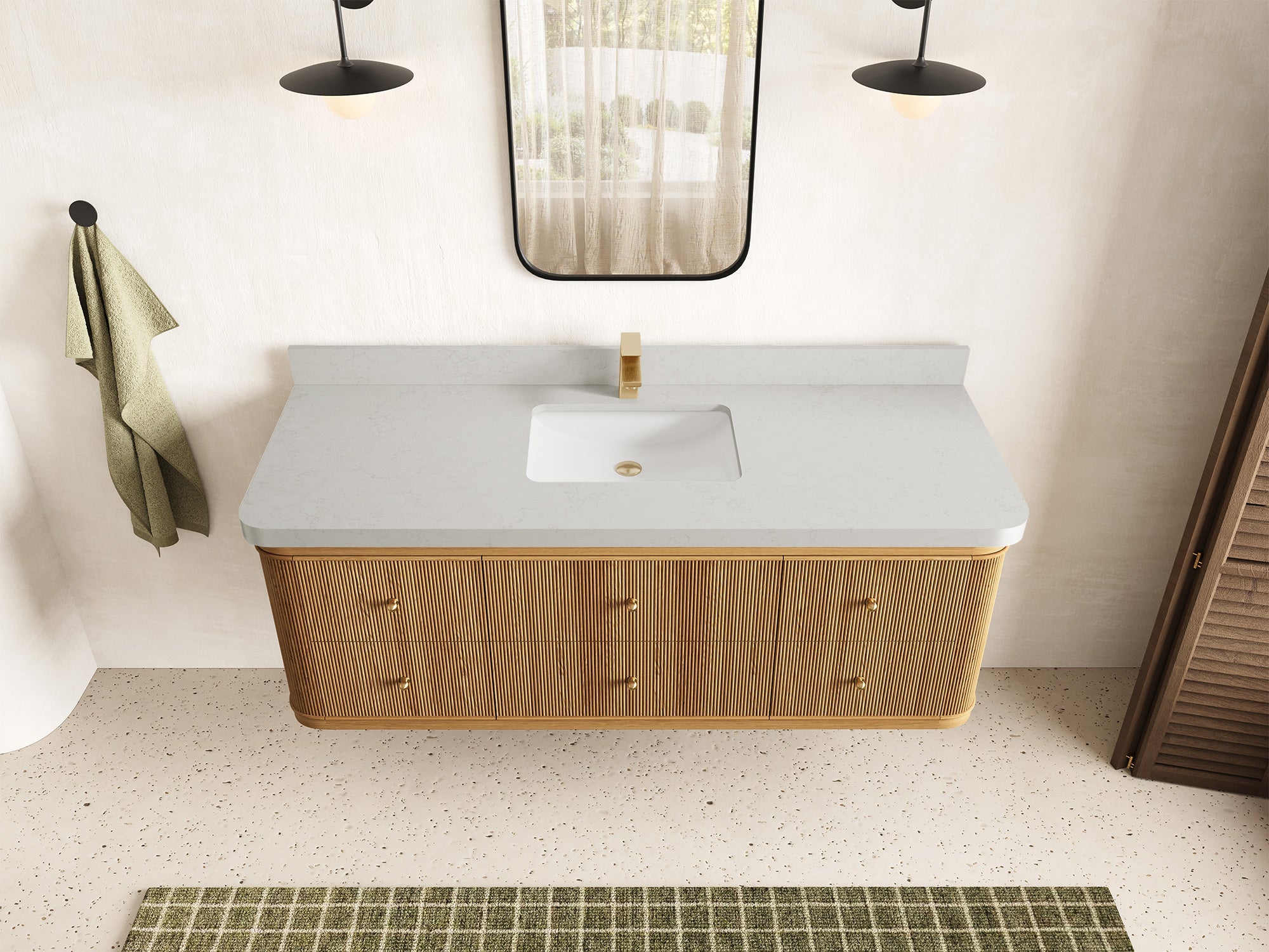 Hampton Floating Teak 60 in. W x 22 in. D Single Sink Bathroom Vanity - Willow Bath and Vanity