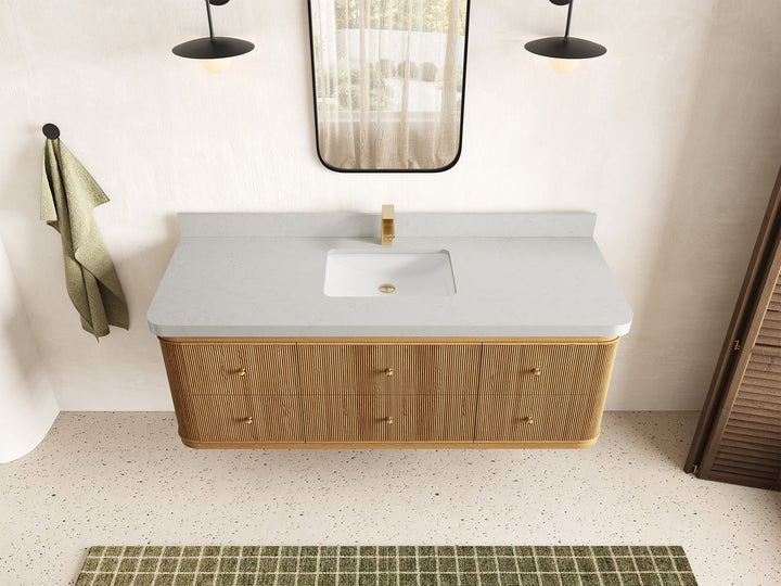 Hampton Floating Teak 60 in. W x 22 in. D Single Sink Bathroom Vanity - photo 10