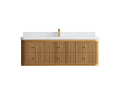 Hampton Floating Teak 60 in. W x 22 in. D Single Sink Bathroom Vanity - photo 21