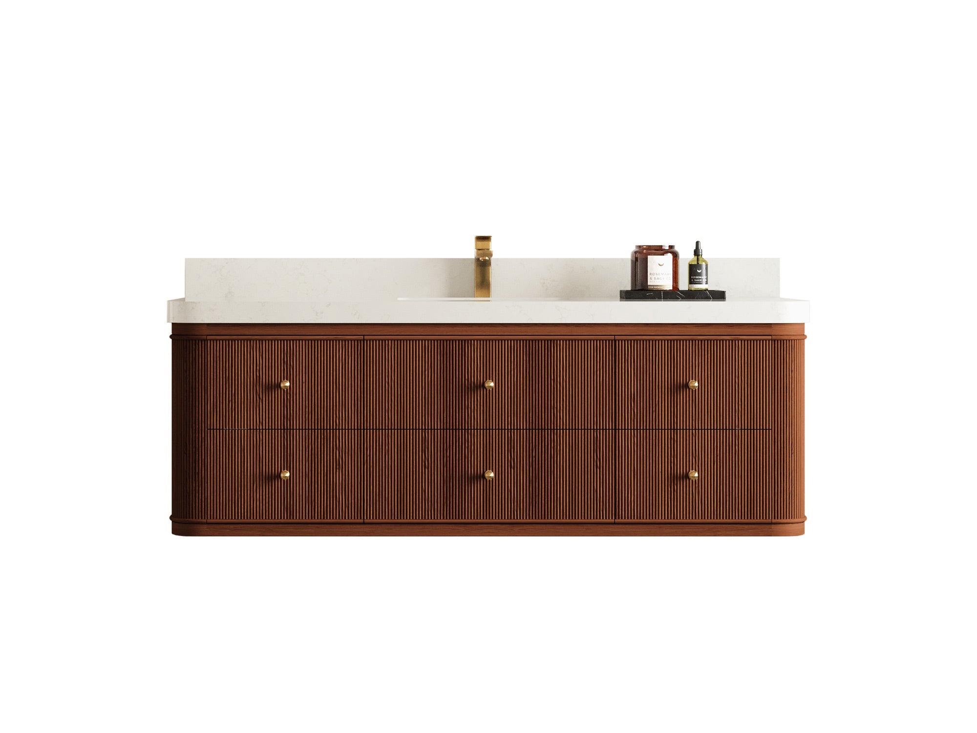 Hampton Floating Teak 60 in. W x 22 in. D Single Sink Bathroom Vanity (Dark Natural) - Willow Bath and Vanity