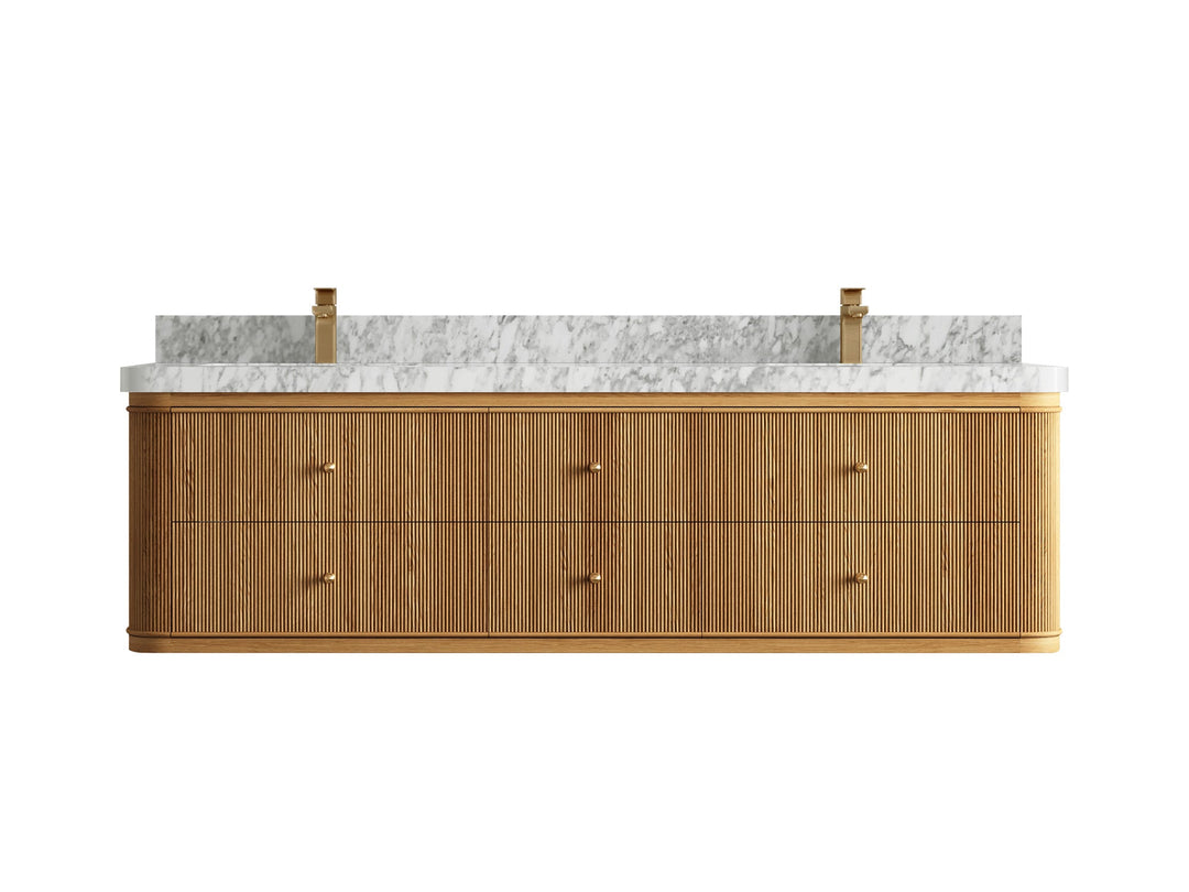 Hampton Floating Teak 72 in. W x 22 in. D Double Sink Bathroom Vanity - Willow Bath and Vanity