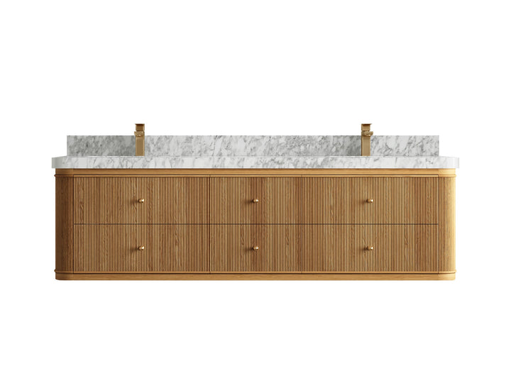 Hampton Floating Teak 72 in. W x 22 in. D Double Sink Bathroom Vanity - photo 9