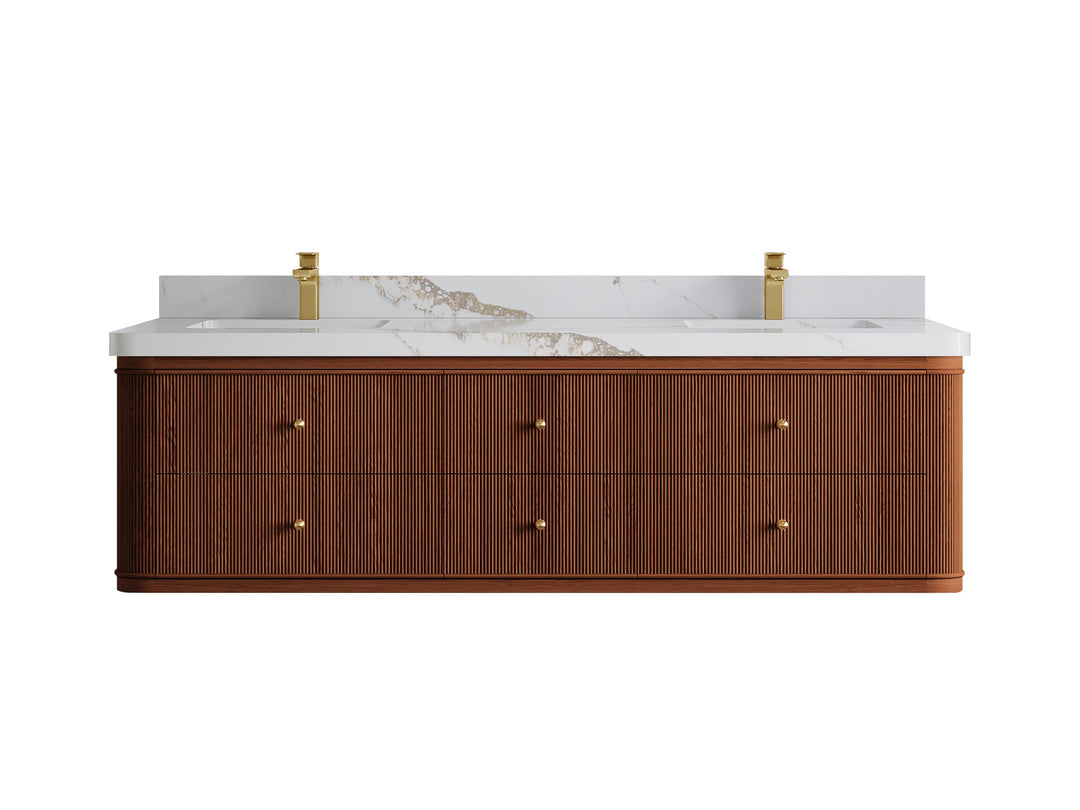Hampton Floating Teak 72 in. W x 22 in. D Double Sink Bathroom Vanity - Willow Bath and Vanity