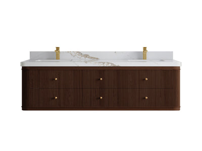 Hampton Floating Teak 72 in. W x 22 in. D Double Sink Bathroom Vanity - Willow Bath and Vanity