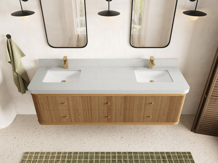 Hampton Floating Teak 72 in. W x 22 in. D Double Sink Bathroom Vanity - photo 10