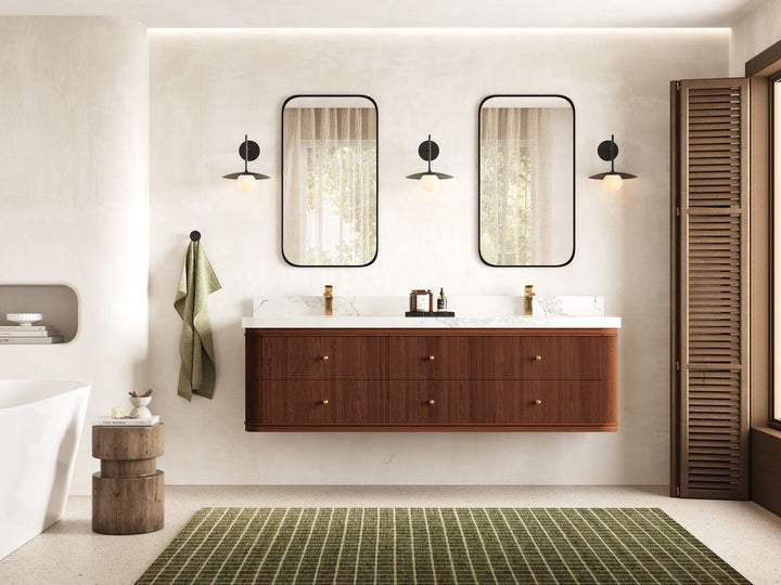 Hampton Floating Teak 72 in. W x 22 in. D Double Sink Bathroom Vanity - photo 4