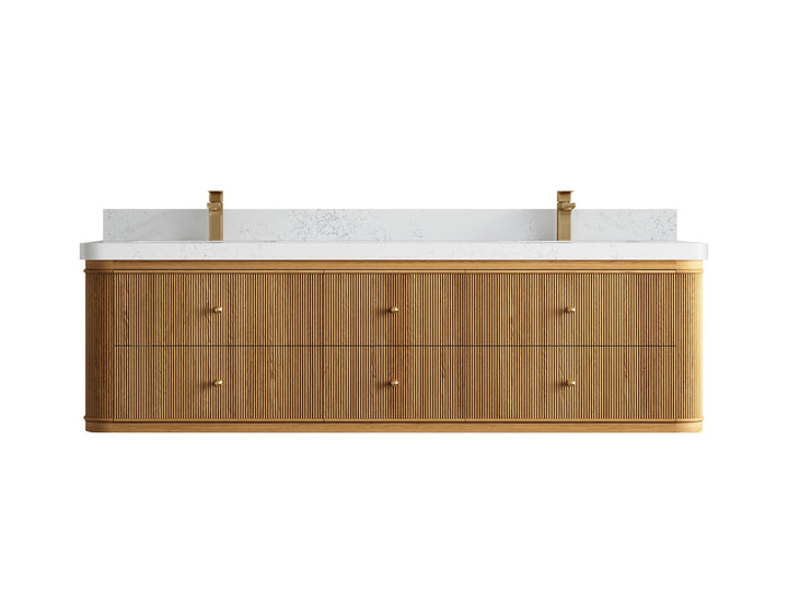 Hampton Floating Teak 72 in. W x 22 in. D Double Sink Bathroom Vanity - photo 21