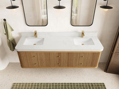 Hampton Floating Teak 72 in. W x 22 in. D Double Sink Bathroom Vanity - photo 20
