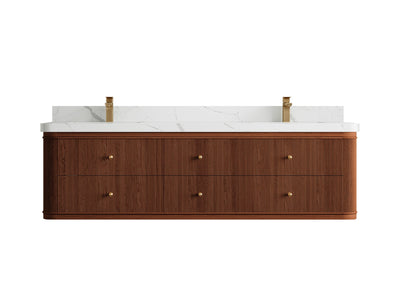 Hampton Floating Teak 72 in. W x 22 in. D Double Sink Bathroom Vanity - Willow Bath and Vanity