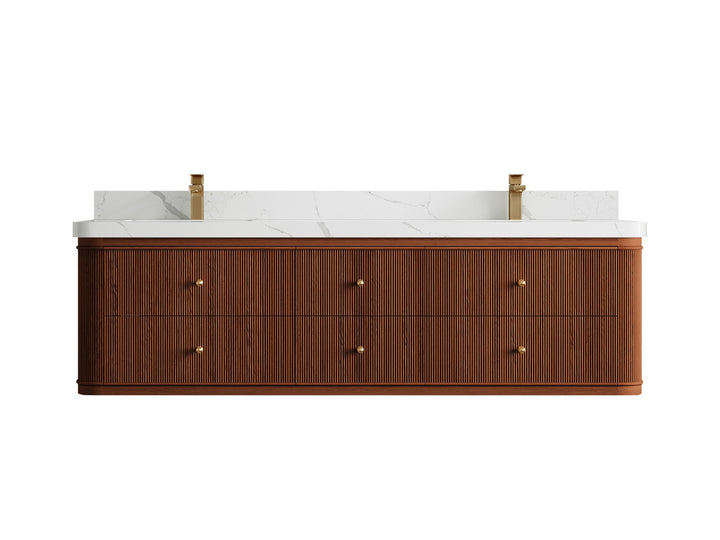 Hampton Floating Teak 72 in. W x 22 in. D Double Sink Bathroom Vanity - photo 15