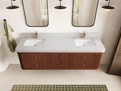 Hampton Floating Teak 72 in. W x 22 in. D Double Sink Bathroom Vanity - photo 10