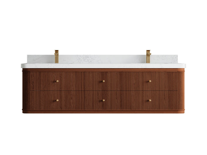 Hampton Floating Teak 72 in. W x 22 in. D Double Sink Bathroom Vanity - photo 21