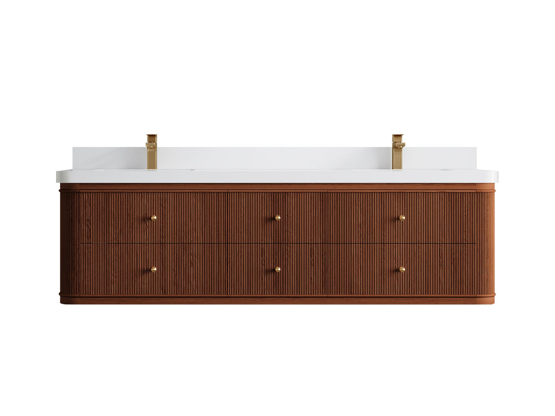 Hampton Floating Teak 72 in. W x 22 in. D Double Sink Bathroom Vanity - Willow Bath and Vanity