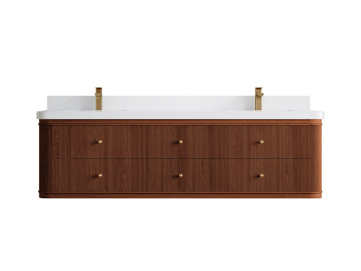 Hampton Floating Teak 72 in. W x 22 in. D Double Sink Bathroom Vanity - photo 23