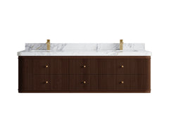 Hampton Floating Teak 72 in. W x 22 in. D Double Sink Bathroom Vanity - photo 19