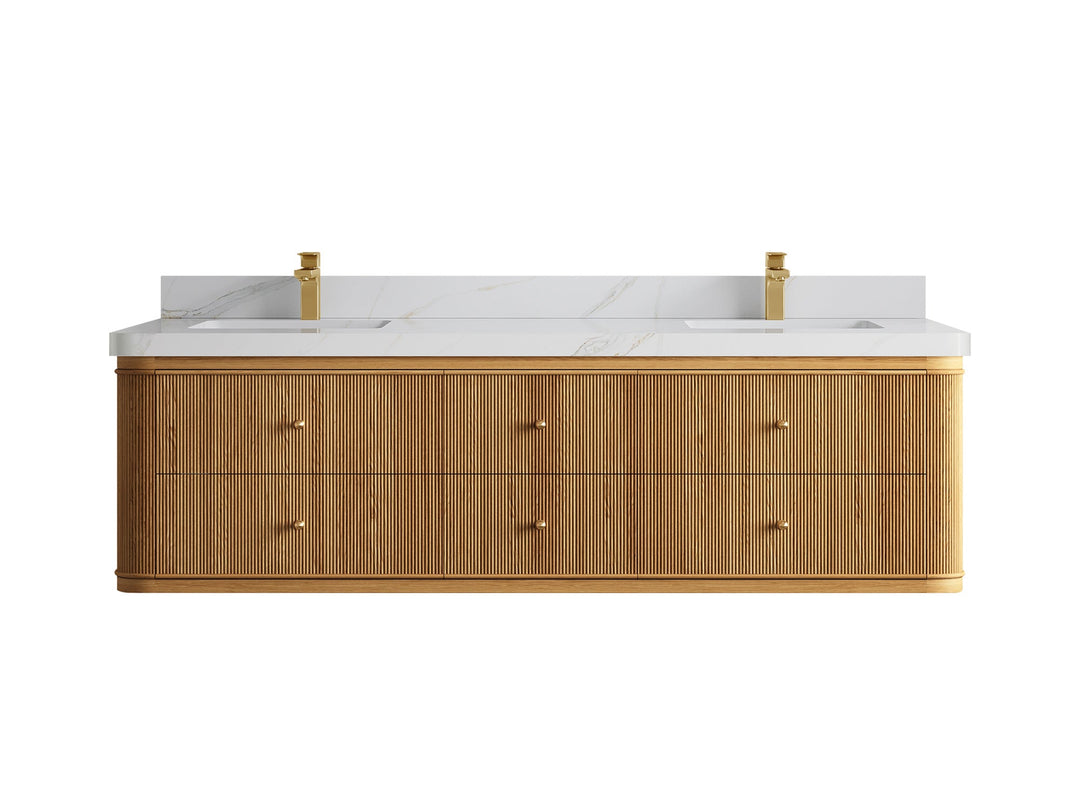 Hampton Floating Teak 72 in. W x 22 in. D Double Sink Bathroom Vanity - Willow Bath and Vanity