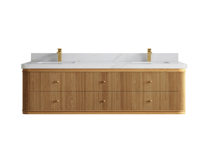 Hampton Floating Teak 72 in. W x 22 in. D Double Sink Bathroom Vanity - photo 19