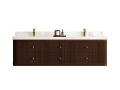 Hampton Floating Teak 72 in. W x 22 in. D Double Sink Bathroom Vanity - photo 1