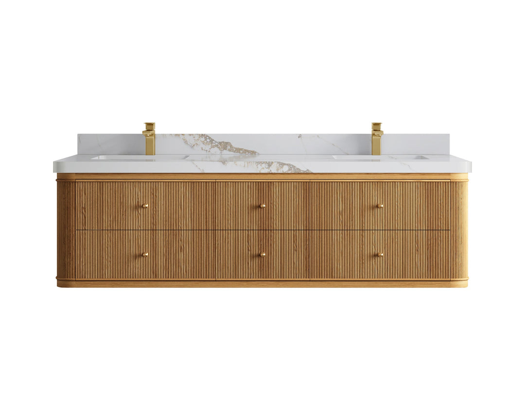 Hampton Floating Teak 72 in. W x 22 in. D Double Sink Bathroom Vanity - Willow Bath and Vanity