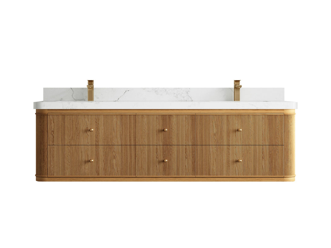 Hampton Floating Teak 72 in. W x 22 in. D Double Sink Bathroom Vanity - Willow Bath and Vanity