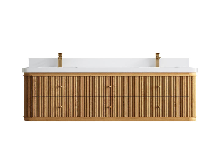 Hampton Floating Teak 72 in. W x 22 in. D Double Sink Bathroom Vanity - photo 23