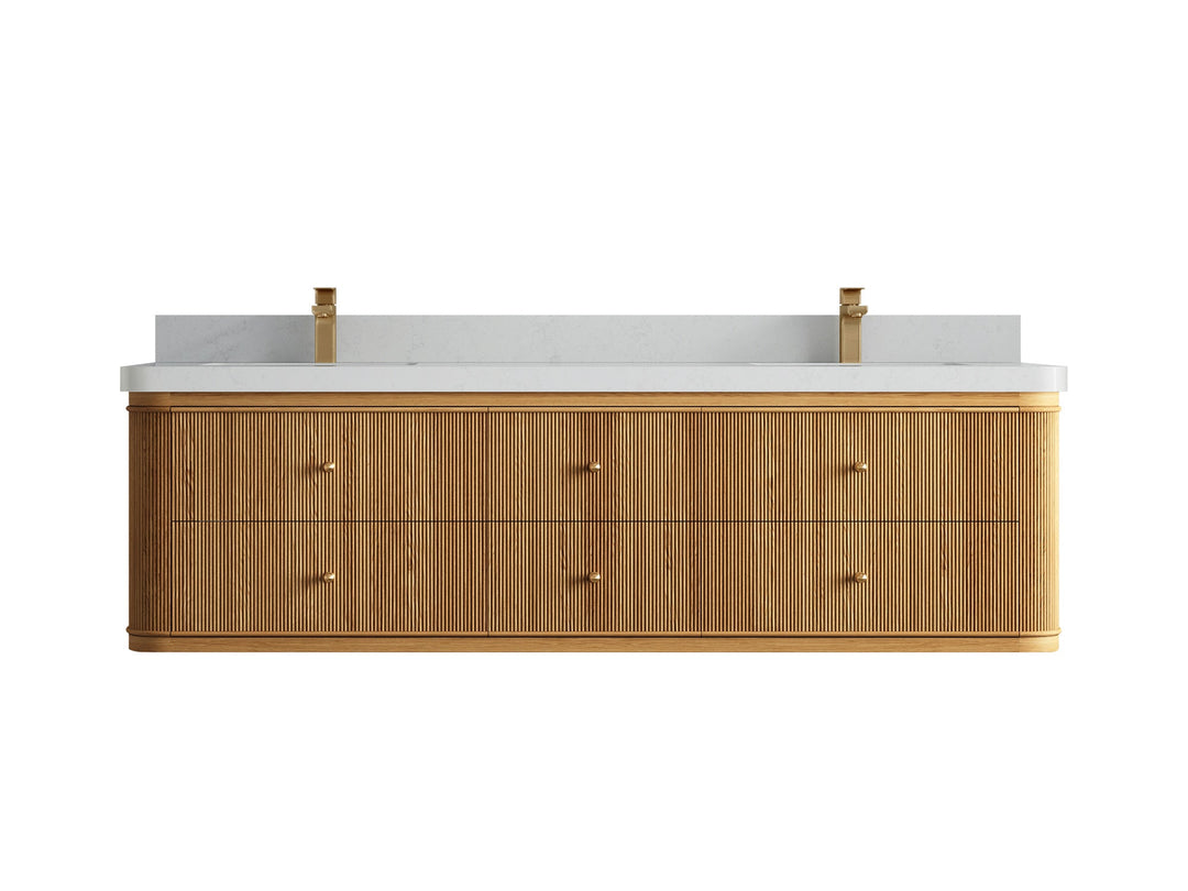 Hampton Floating Teak 72 in. W x 22 in. D Double Sink Bathroom Vanity - Willow Bath and Vanity