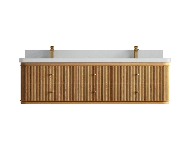 Hampton Floating Teak 72 in. W x 22 in. D Double Sink Bathroom Vanity - photo 11