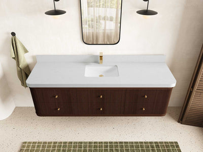 Hampton Floating Teak 72 in. W x 22 in. D Single Sink Bathroom Vanity - Willow Bath and Vanity