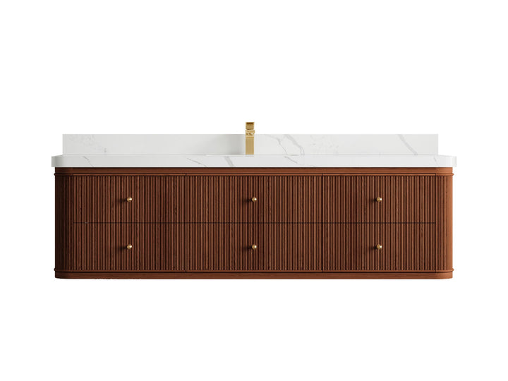 Hampton Floating Teak 72 in. W x 22 in. D Single Sink Bathroom Vanity - photo 12