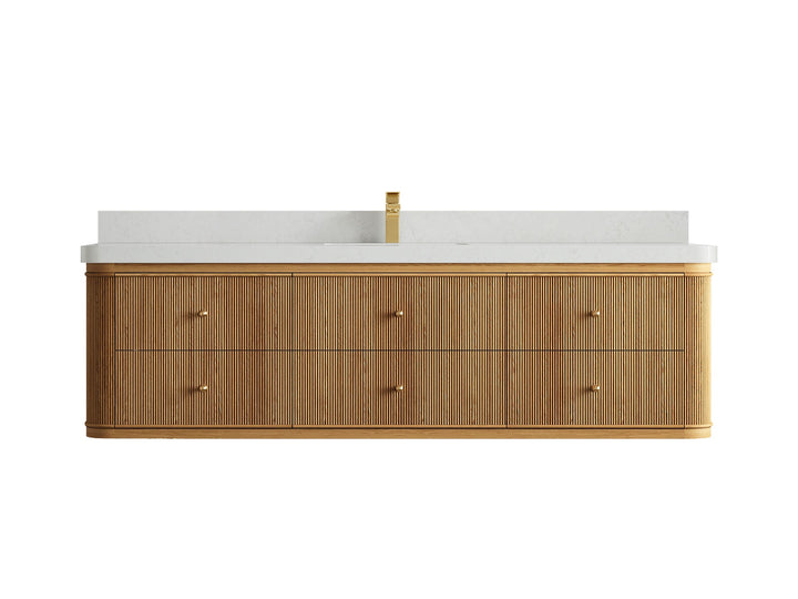 Hampton Floating Teak 72 in. W x 22 in. D Single Sink Bathroom Vanity - photo 11