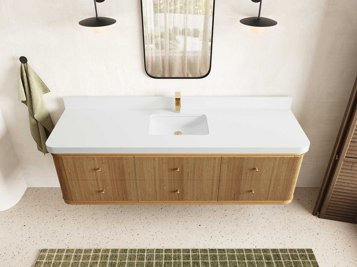 Hampton Floating Teak 72 in. W x 22 in. D Single Sink Bathroom Vanity - photo 22