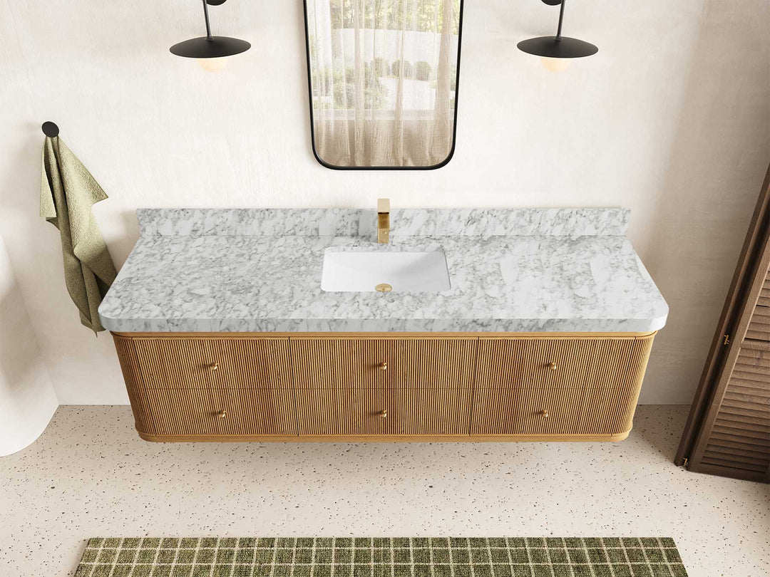Hampton Floating Teak 72 in. W x 22 in. D Single Sink Bathroom Vanity - Willow Bath and Vanity
