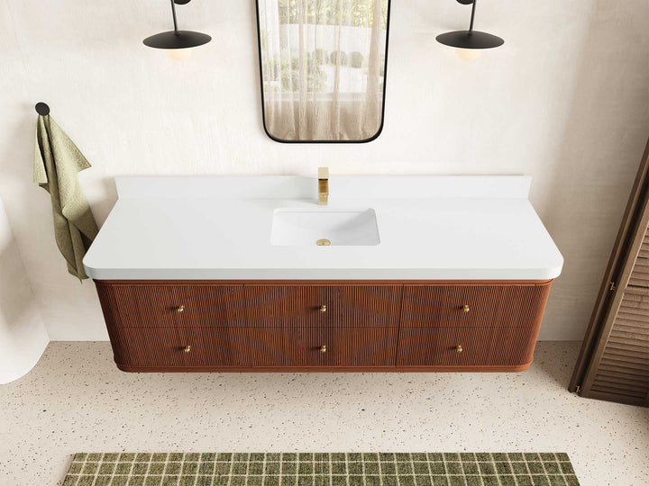 Hampton Floating Teak 72 in. W x 22 in. D Single Sink Bathroom Vanity - photo 19