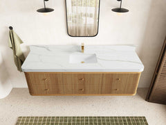 Hampton Floating Teak 72 in. W x 22 in. D Single Sink Bathroom Vanity - photo 14