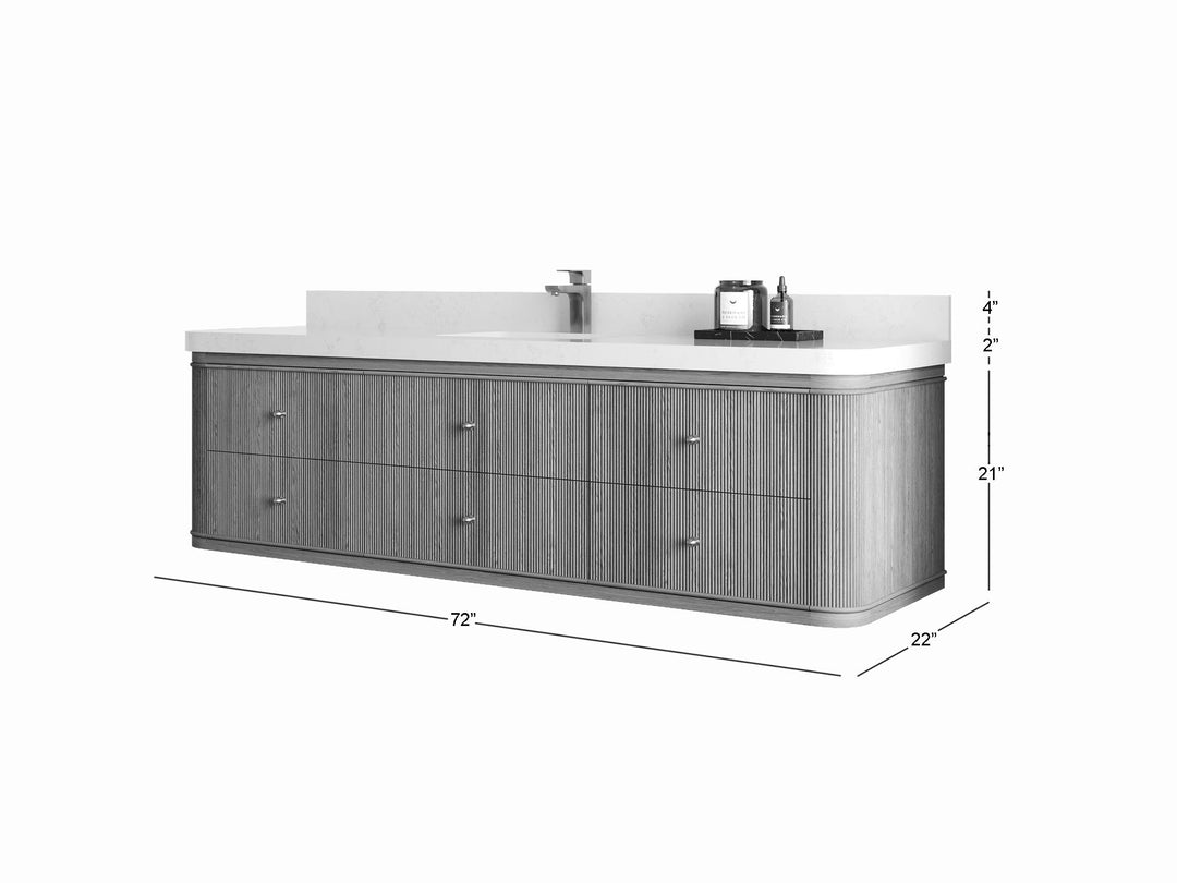 Hampton Floating Teak 72 in. W x 22 in. D Single Sink Bathroom Vanity - Willow Bath and Vanity