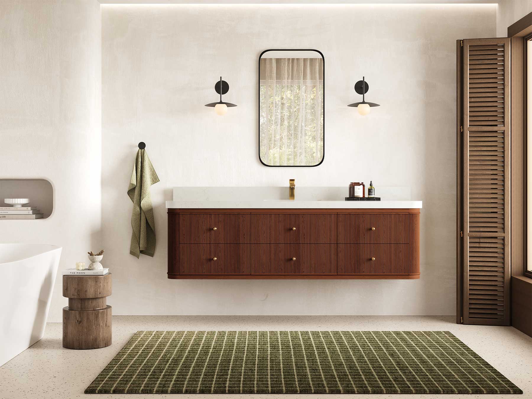 Hampton Floating Teak 72 in. W x 22 in. D Single Sink Bathroom Vanity - Willow Bath and Vanity