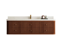 Hampton Floating Teak 72 in. W x 22 in. D Single Sink Bathroom Vanity - photo 1