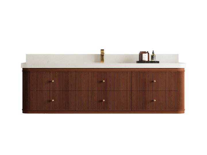 Hampton Floating Teak 72 in. W x 22 in. D Single Sink Bathroom Vanity - photo 1