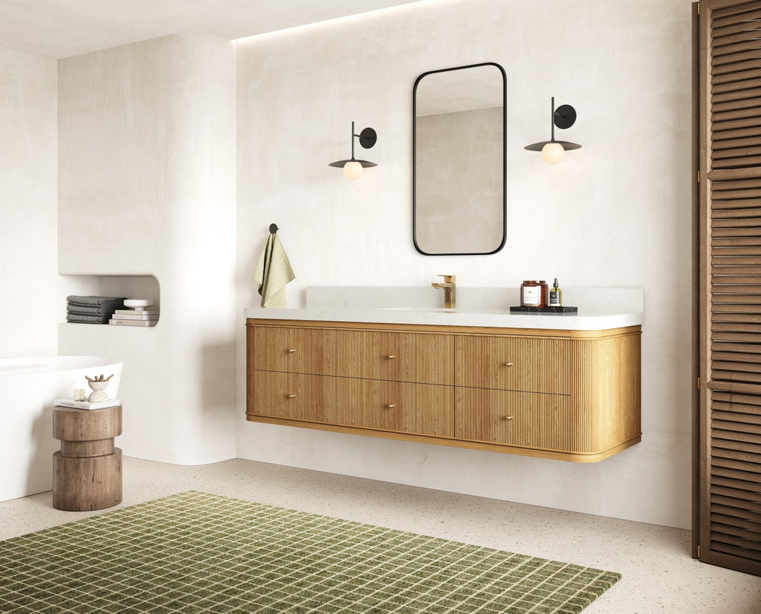 Hampton Floating Teak 72 in. W x 22 in. D Single Sink Bathroom Vanity - Willow Bath and Vanity