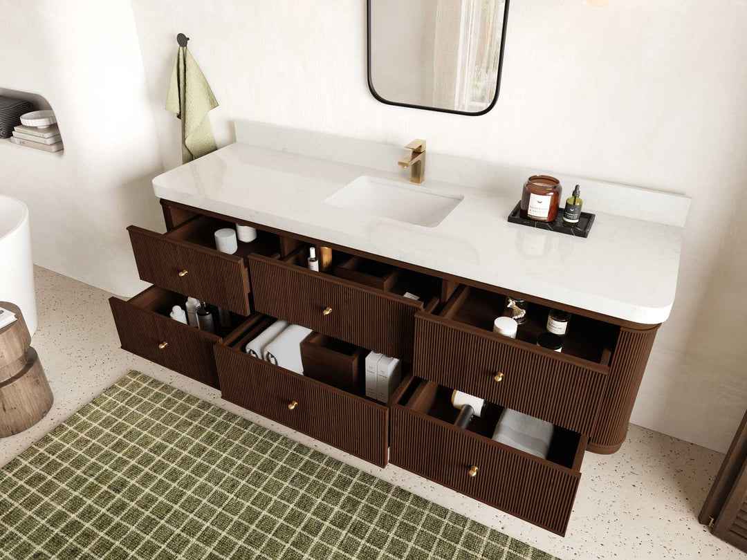 Hampton Floating Teak 72 in. W x 22 in. D Single Sink Bathroom Vanity - Willow Bath and Vanity