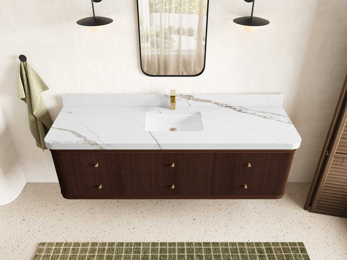 Hampton Floating Teak 72 in. W x 22 in. D Single Sink Bathroom Vanity - Willow Bath and Vanity