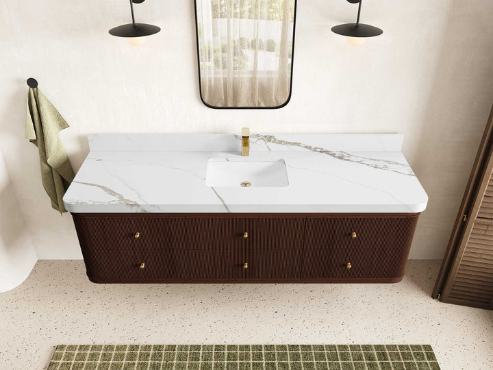 Hampton Floating Teak 72 in. W x 22 in. D Single Sink Bathroom Vanity - photo 13