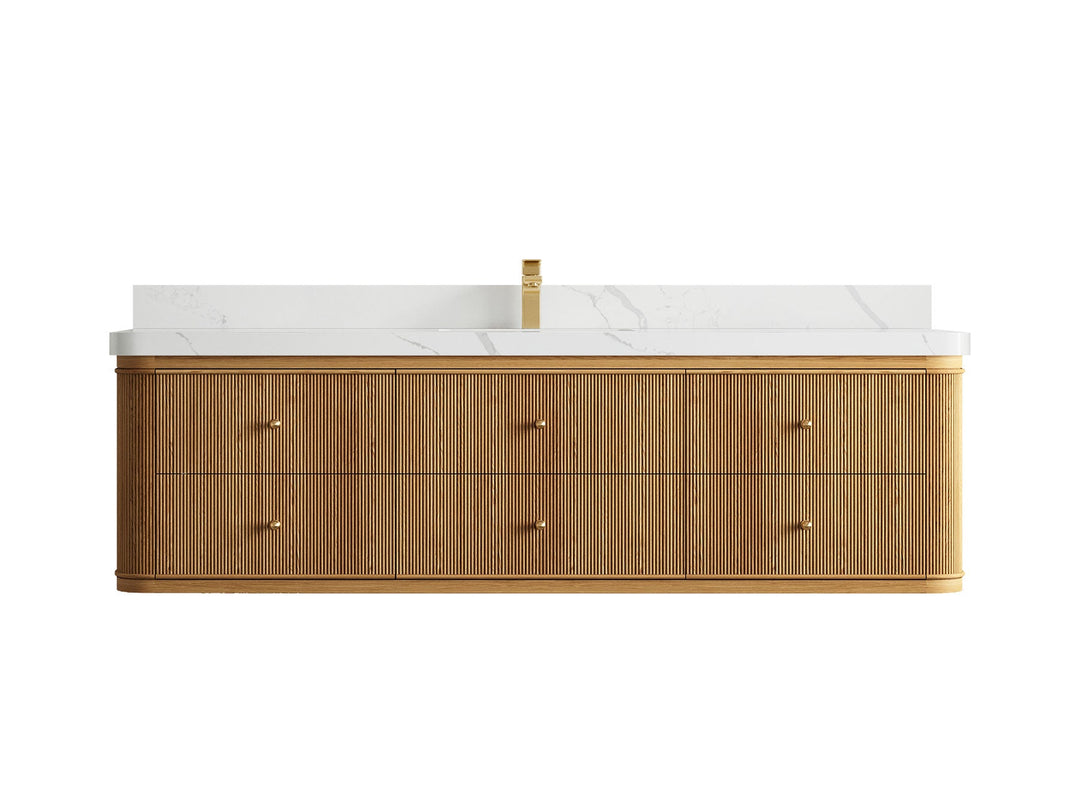 Hampton Floating Teak 72 in. W x 22 in. D Single Sink Bathroom Vanity - Willow Bath and Vanity