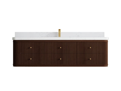 Hampton Floating Teak 72 in. W x 22 in. D Single Sink Bathroom Vanity - Willow Bath and Vanity