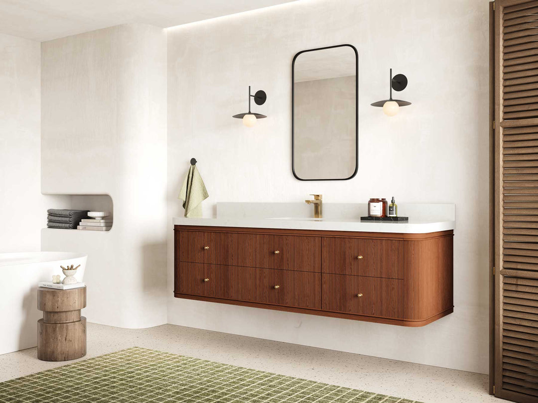 Hampton Floating Teak 72 in. W x 22 in. D Single Sink Bathroom Vanity - Willow Bath and Vanity