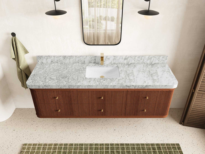 Hampton Floating Teak 72 in. W x 22 in. D Single Sink Bathroom Vanity - photo 22