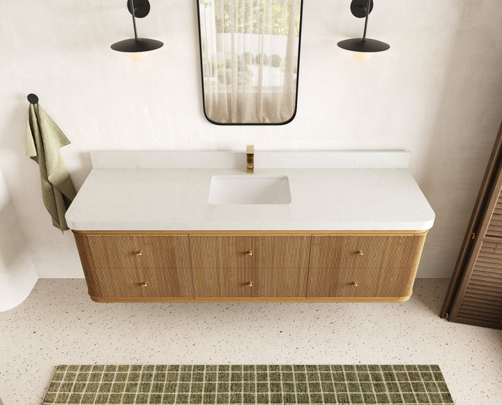 Hampton Floating Teak 72 in. W x 22 in. D Single Sink Bathroom Vanity - photo 5