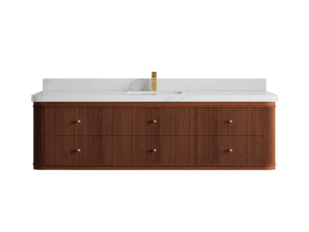 Hampton Floating Teak 72 in. W x 22 in. D Single Sink Bathroom Vanity - Willow Bath and Vanity