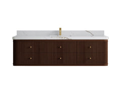 Hampton Floating Teak 72 in. W x 22 in. D Single Sink Bathroom Vanity - photo 14