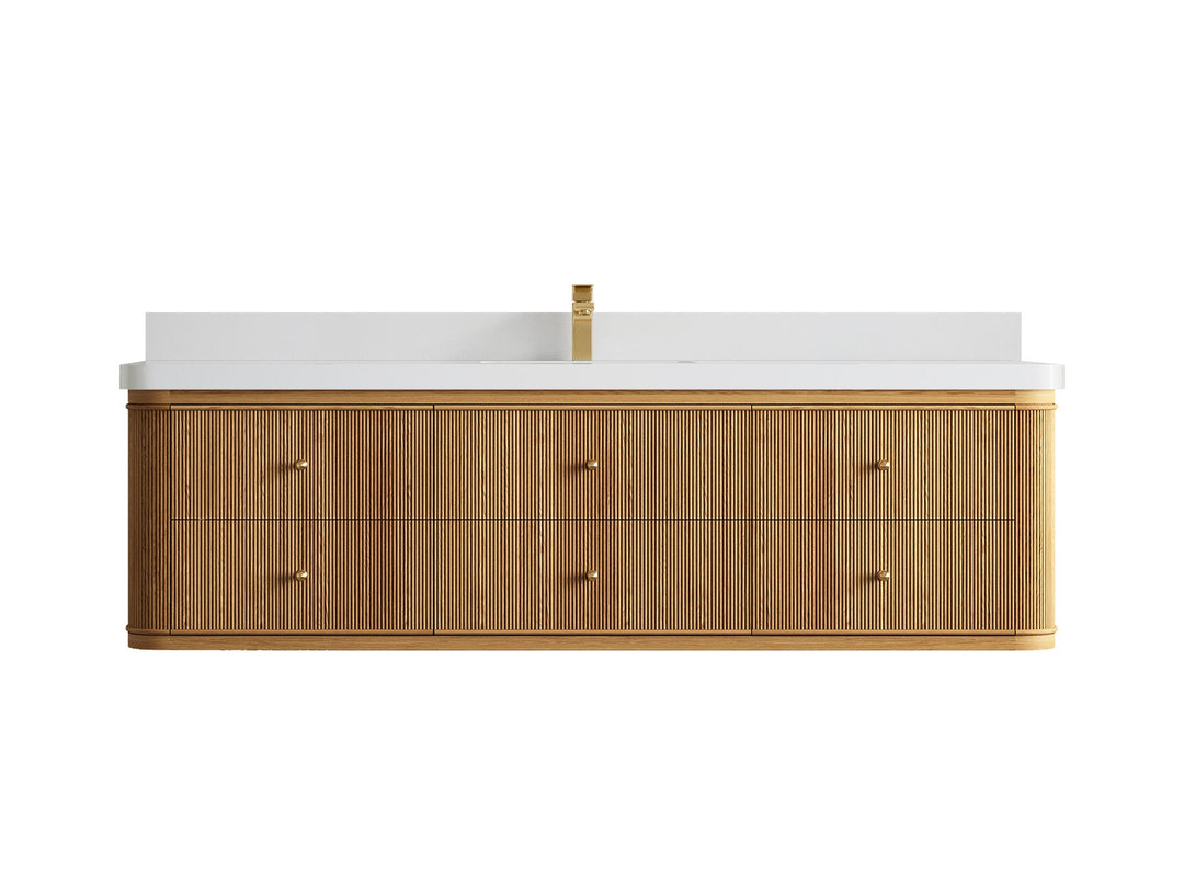 Hampton Floating Teak 72 in. W x 22 in. D Single Sink Bathroom Vanity - Willow Bath and Vanity